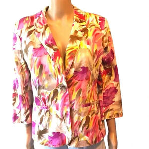 Notations y2k Florals prints 1 Button blazer jacket career wear women size M